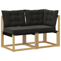 Canapé d’extérieur milieu et coin avec coussin 2 Pièce Blanc 628435628435