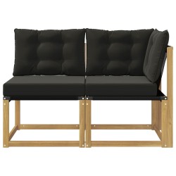 Canapé d’extérieur milieu et coin avec coussin 2 Pièce Blanc 628435628435
