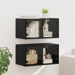 Cabinets muraux Montage mural 2 pcs Chêne noir 68 x 37 x 35 cm 628441628441