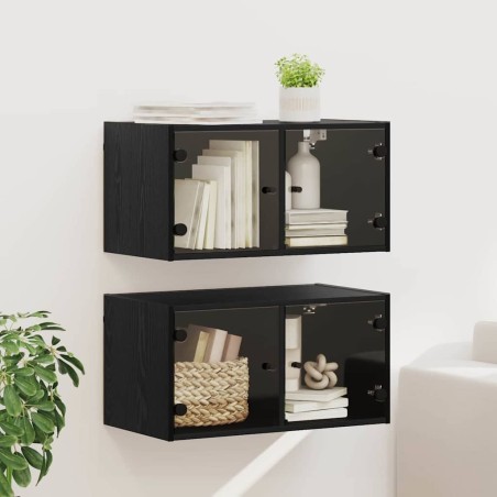 Cabinets muraux Montage mural 2 pcs Chêne noir 68 x 37 x 35 cm 628441628441