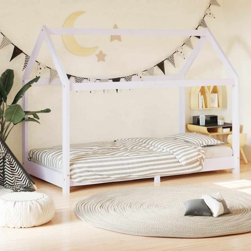 Cadre de lit d'enfant Blanc Bois de pin massif 70x140 cm 628445628445