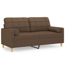 Canapé 2 places avec oreillers décoratifs marron 140 cm tissu 628446628446