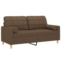 Canapé 2 places avec oreillers décoratifs marron 140 cm tissu 628446628446