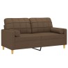 Canapé 2 places avec oreillers décoratifs marron 140 cm tissu 628446628446