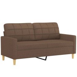 Canapé 2 places avec oreillers décoratifs marron 140 cm tissu 628446628446