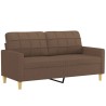 Canapé 2 places avec oreillers décoratifs marron 140 cm tissu 628446628446
