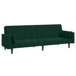 Canapé-lit à 2 places avec deux oreillers Vert foncé Velours 628449628449