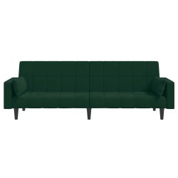 Canapé-lit à 2 places avec deux oreillers Vert foncé Velours 628449628449