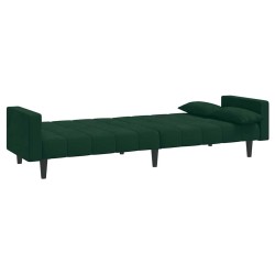 Canapé-lit à 2 places avec deux oreillers Vert foncé Velours 628449628449