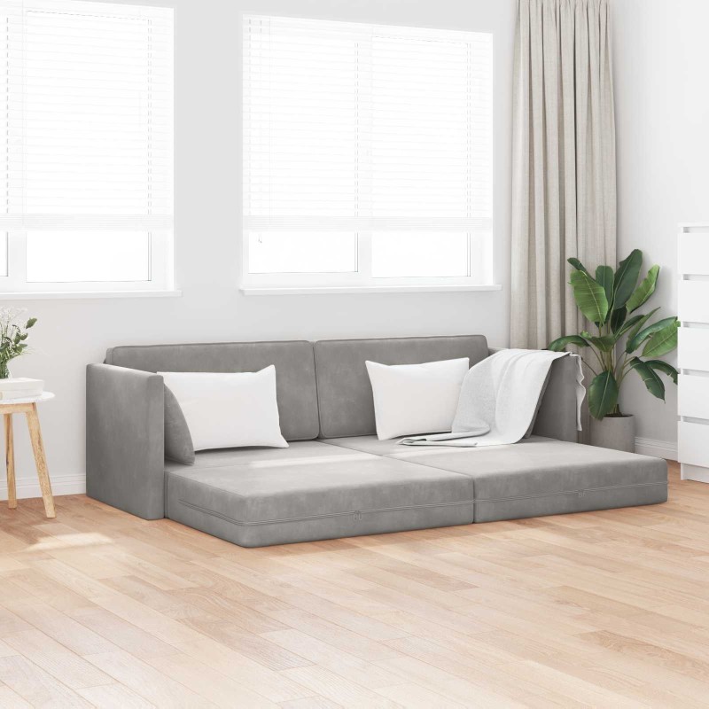 Canapé-lit au sol Gris clair 213 x 70 x 77 cm Velours 628453628453