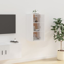 Meuble TV mural Blanc brillant 40x34,5x80 cm 628459628459