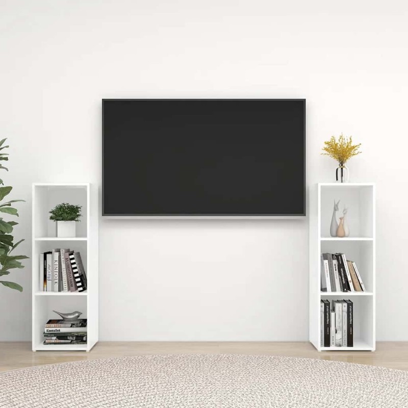 Meubles TV 2 pcs Blanc 107x35x37 cm Bois d'ingénierie 628477628477