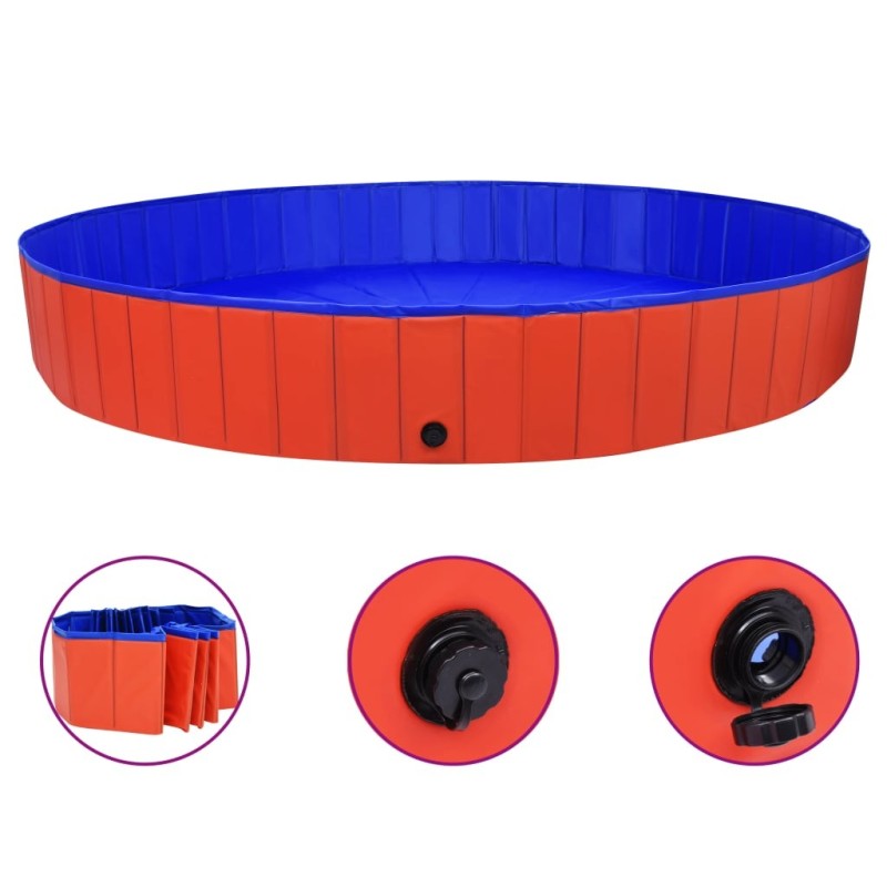 Piscine pliable pour chiens Rouge 300x40 cm PVC 628478628478