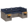 Salon de jardin 6 pcs avec coussins gris résine tressée 628482628482