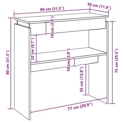 Table console blanc 80x30x80 cm bois d'ingénierie 628493628493