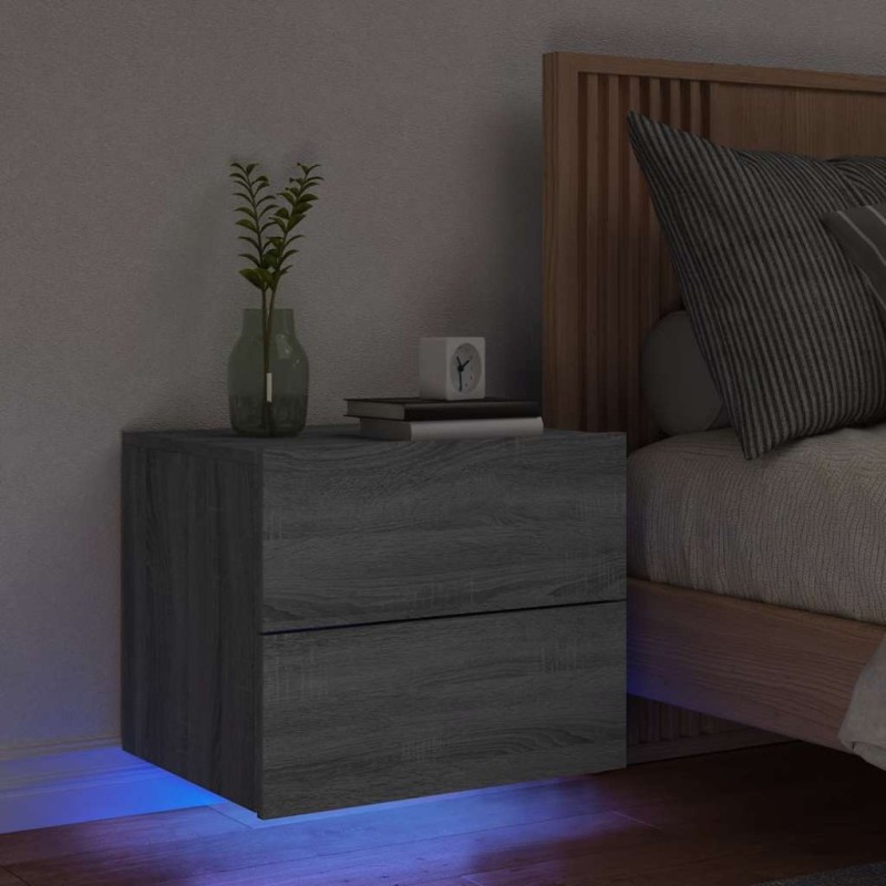 Table de chevet murale avec lumières LED sonoma gris 628504628504