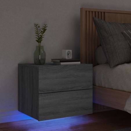 Table de chevet murale avec lumières LED sonoma gris 628504628504