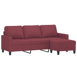 Canapé à 3 places avec repose-pieds Rouge bordeaux 180 cm Tissu 628507628507