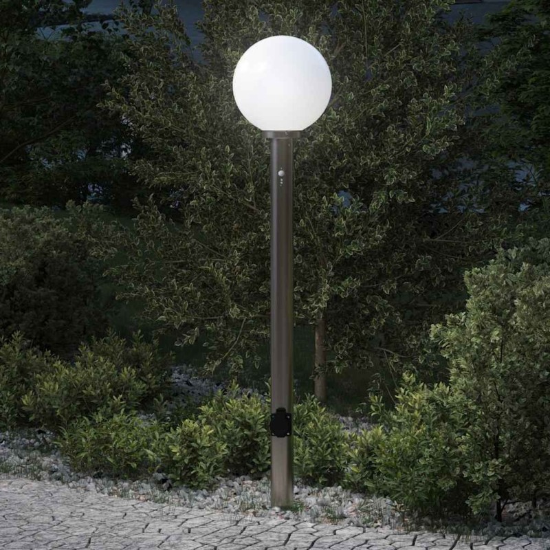 Borne lumineuse avec détecteur et prise 120 cm acier inoxydable IP44 628509628509