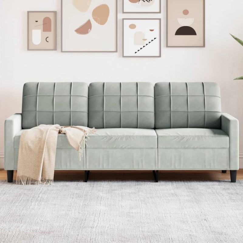 Canapé à 3 places Gris clair 180 cm Velours 628556628556