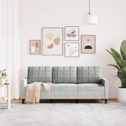 Canapé à 3 places Gris clair 180 cm Velours 628556628556