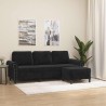 Canapé à 3 places avec repose-pieds Noir 180 cm Velours 628557628557
