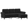 Canapé à 3 places avec repose-pieds Noir 180 cm Velours 628557628557