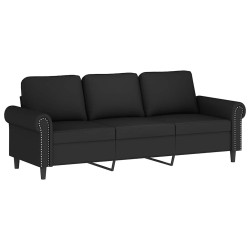 Canapé à 3 places avec repose-pieds Noir 180 cm Velours 628557628557