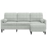 Canapé à 3 places avec repose-pieds Gris clair 180 cm Velours 628558628558