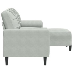 Canapé à 3 places avec repose-pieds Gris clair 180 cm Velours 628558628558