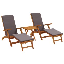 Chaise longue inclinable et pliable 3 pcs Gris foncé 628560628560