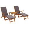 Chaise longue inclinable et pliable 3 pcs Gris foncé 628560628560