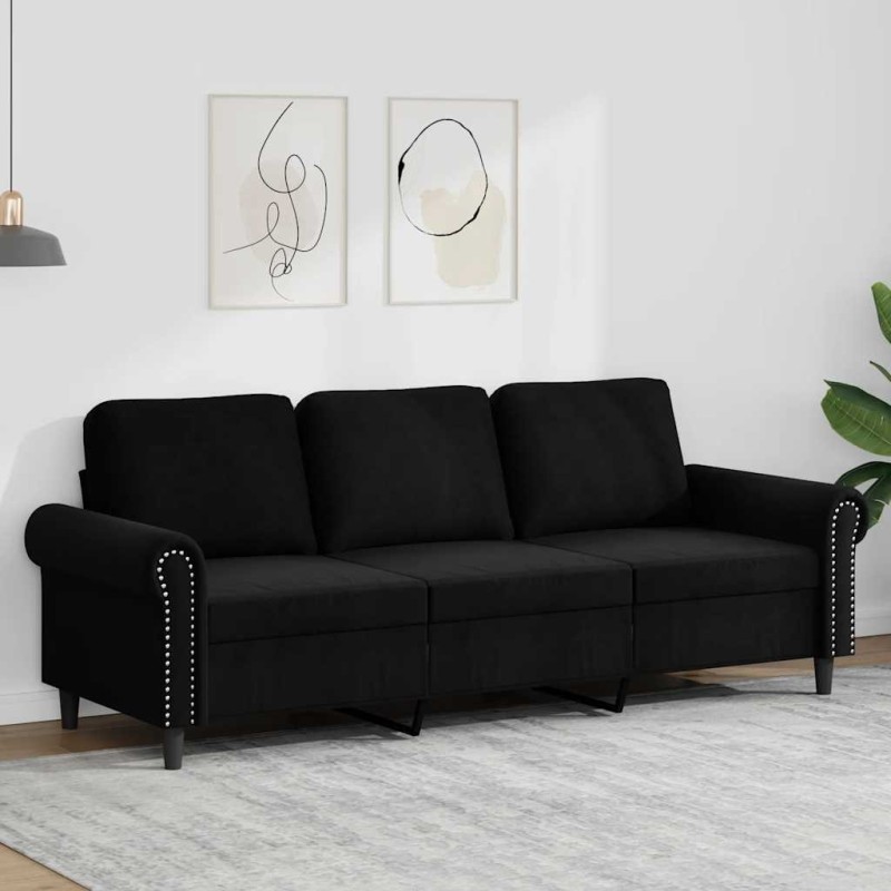 Canapé à 3 places Noir 180 cm Velours 628564628564