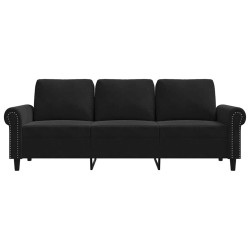 Canapé à 3 places Noir 180 cm Velours 628564628564