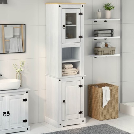 Cabinet de salle de bain Blanc 50 x 40 x 185 cm Pin massif 628568628568