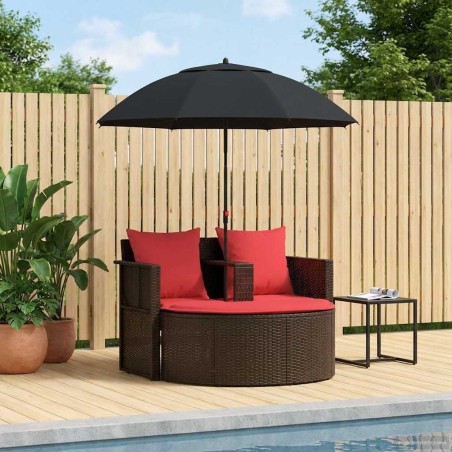 Canapé de jardin Marron et rouge 168 x 168 x 180 cm polyrotin 628571628571