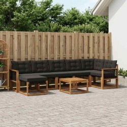 Ensemble de canapés d'extérieur 8 pcs Naturel et noir 628576628576