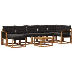 Ensemble de canapés d'extérieur 8 pcs Naturel et noir 628576628576