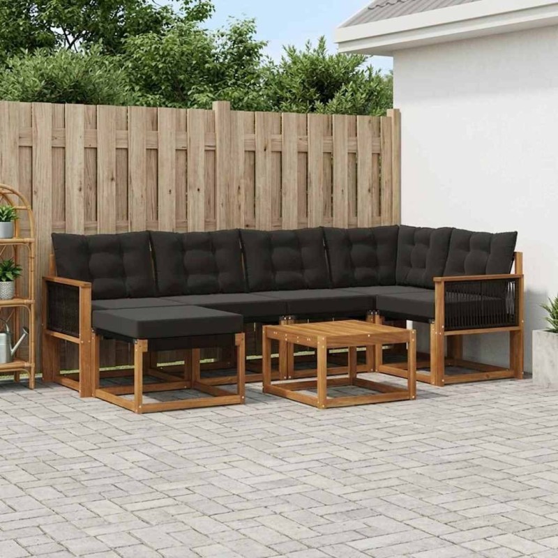 Ensemble de canapés d'extérieur 7 pcs Naturel et noir 628577628577