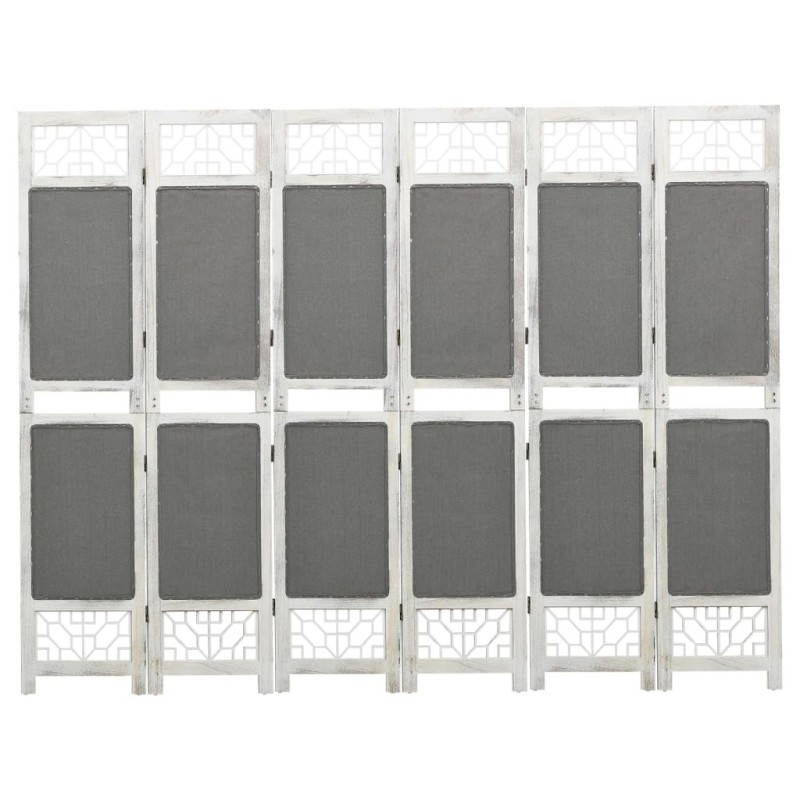 Cloison de séparation 6 panneaux Gris 210x165 cm Tissu 628593628593
