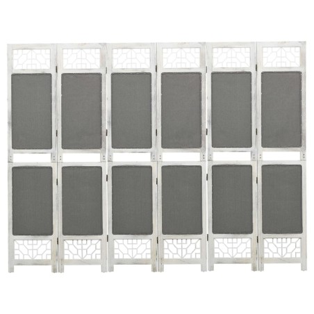 Cloison de séparation 6 panneaux Gris 210x165 cm Tissu 628593628593