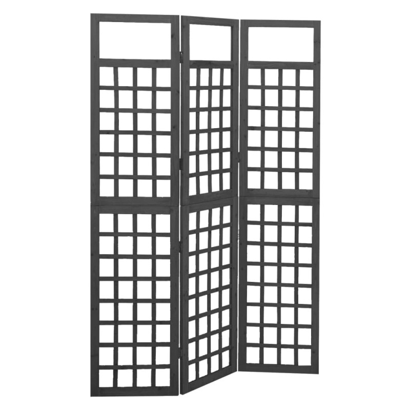 Cloison de séparation à 3 panneaux Bois de pin Noir 121x180 cm 628599628599