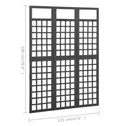 Cloison de séparation à 3 panneaux Bois de pin Noir 121x180 cm 628599628599