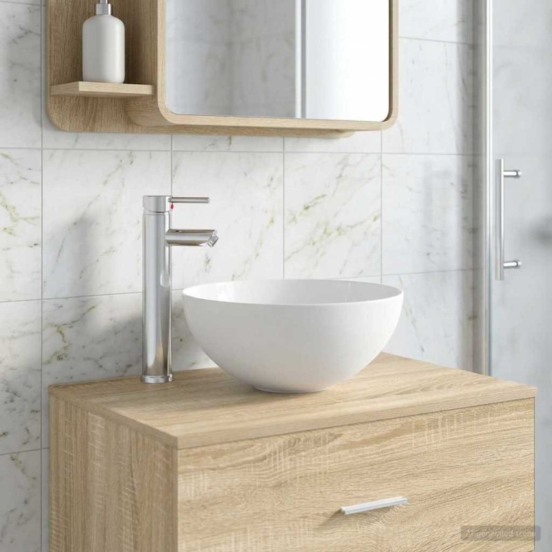 Lavabo de salle de bains Chrome 35,5 x 35,5 x 14,5 cm métal 628612628612