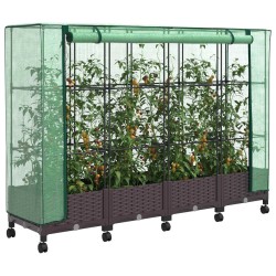 Jardinière de jardin avec couverture de serre et roues 4 pc PP 628613628613