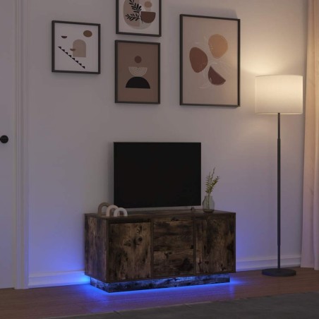 Meuble TV avec lumières LED chêne fumé 100x41x50 cm 628616628616
