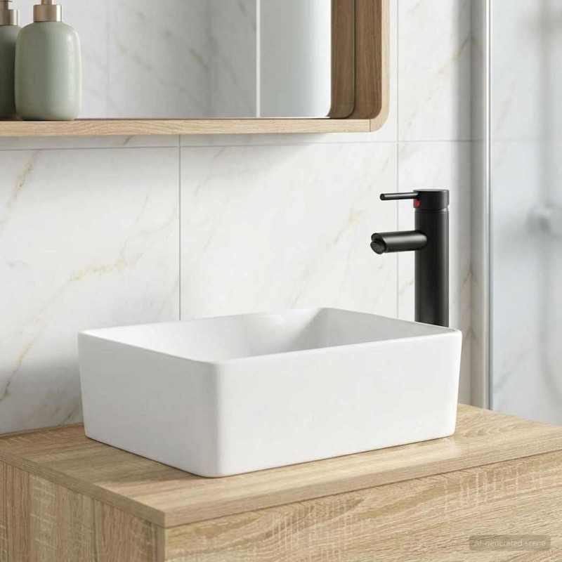 Lavabo de salle de bains Noir Mat 40,5 x 30,5 x 13 cm métal 628619628619