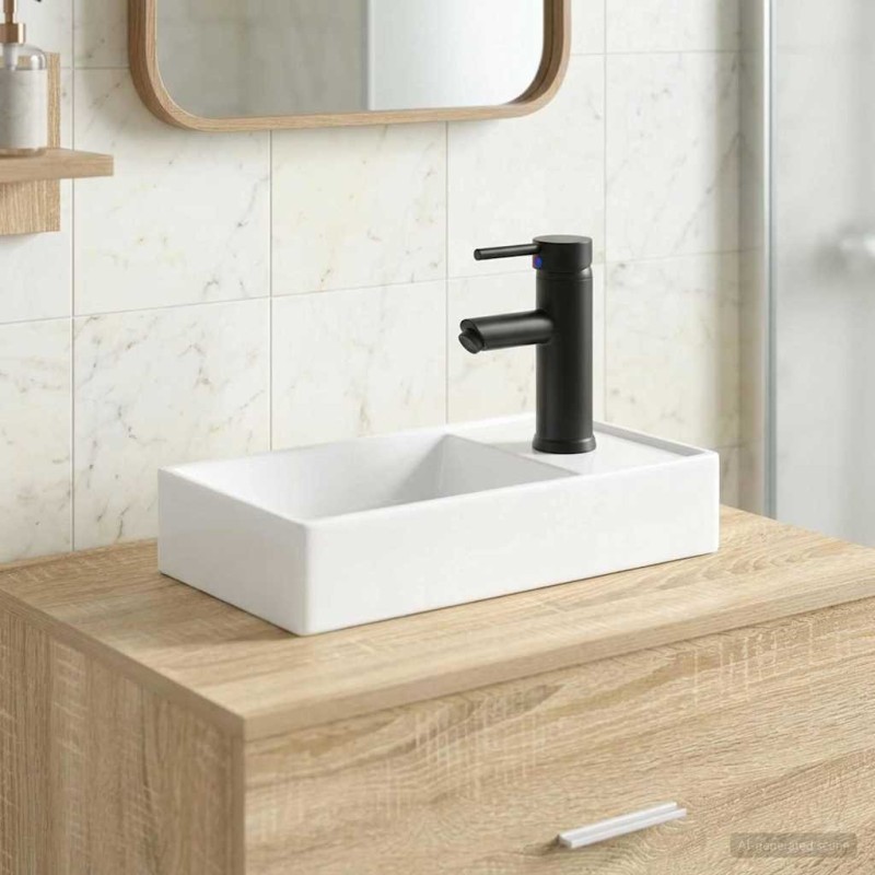 Lavabo de salle de bains Noir Mat 40,5 x 22,5 x 11,5 cm métal 628625628625