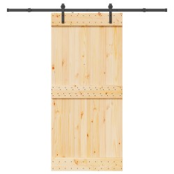 Porte coulissante NARVIK Naturel et noir 95 x 210 cm (213,5 cm) 628629628629