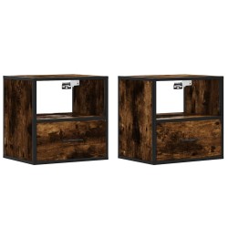 Tables de chevet murales 2 pcs Chêne fumé 40x31x39,5 cm 628630628630